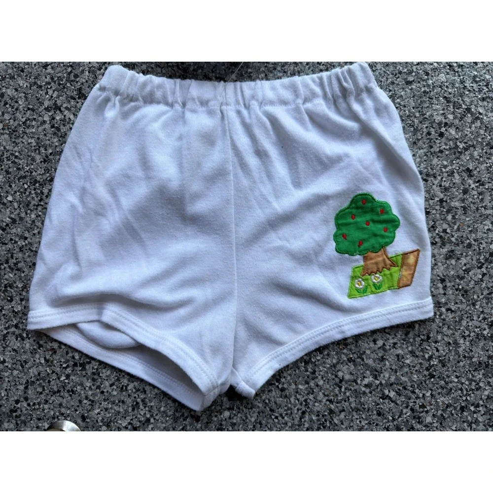 Vintage Gimbels Toddler Girls White House Apple Tree Applique Short Set Size 2